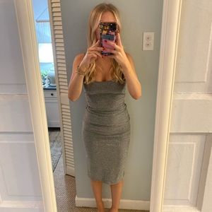 Metallic Silver Bodycon Dress